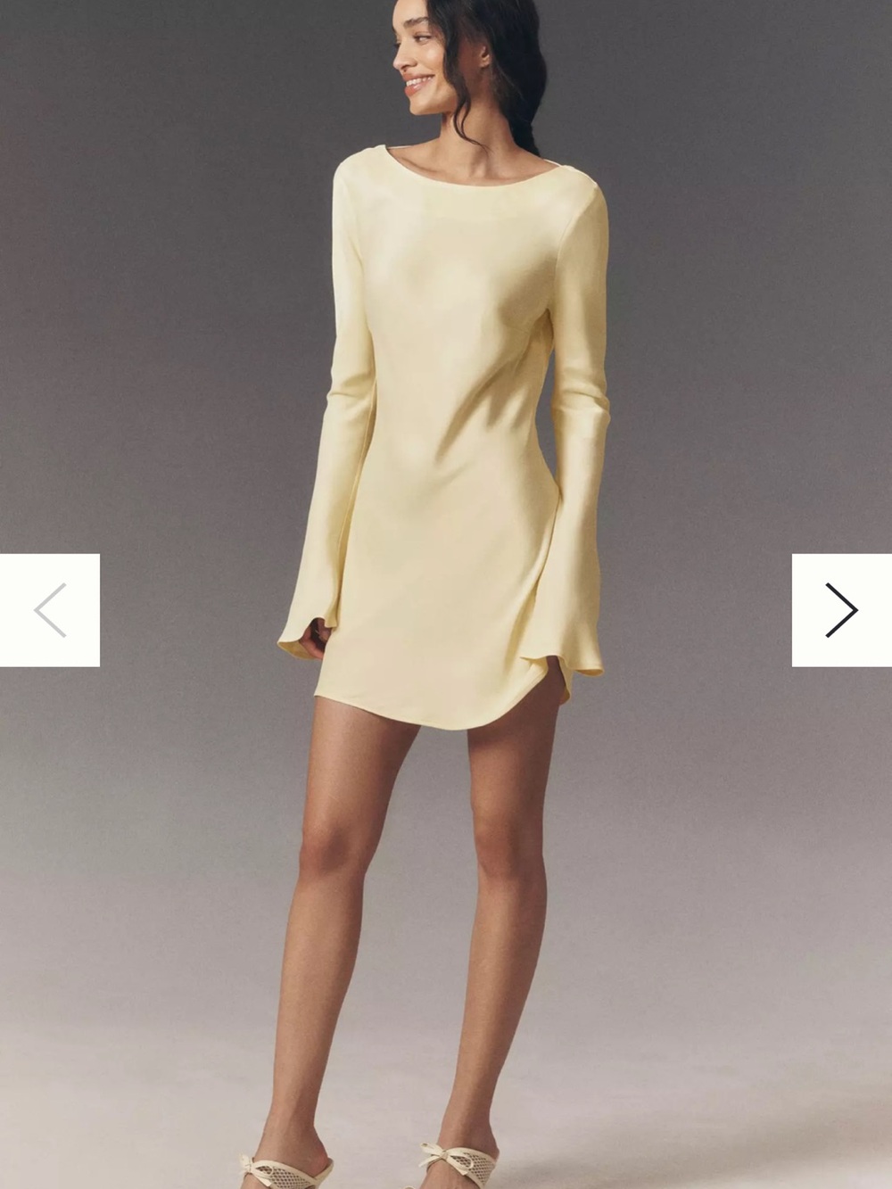 BHLDN Luna Long-Sleeve Open-Back Mini Dress